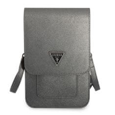 Guess Saffiano Triangle Logo Wallet univerzalní pouzdro, šedé Šedá
