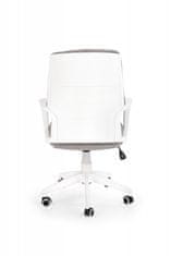 KUPŽIDLE Kancelářská otočná židle SPIN 2 – plast, látka, bílá / šedo-béžová