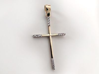 Lovrin  Zlatý kříž s kubickou zirkonií.
