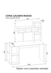 Dalenor Pracovní stůl Coral, 140 cm, bílá