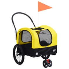 Vidaxl Vozík pro psa za kolo a na běhání 2 v 1 žlutý a černý