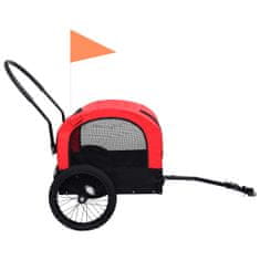 Vidaxl Vozík pro psa za kolo a na běhání 2 v 1 červeno-černý