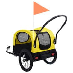 Vidaxl Vozík pro psa za kolo a na běhání 2 v 1 žluto-černý