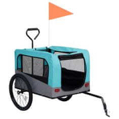 Vidaxl Vozík pro psa za kolo a na běhání 2 v 1 modro-šedý