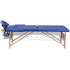 Petromila Modrý skládací masážní stůl se 2 zónami a dřevěným rámem