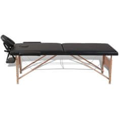 Vidaxl Černý skládací masážní stůl se 2 zónami a dřevěným rámem