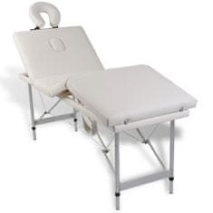 shumee Krémově bílý skládací masážní stůl se 4 zónami a hliníkový rám