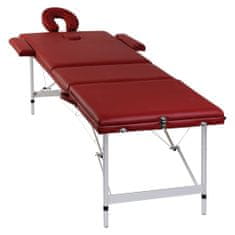shumee Červený skládací masážní stůl se 3 zónami a hliníkový rám