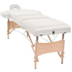 Greatstore 3zónový skládací masážní stůl a stolička tloušťka 10 cm bílé