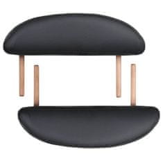 Greatstore Skládací masážní stůl tloušťka 4 cm 2 podhlavníky oválný černý