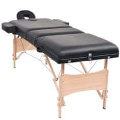 Vidaxl 3zónový skládací masážní stůl a stolička tloušťka 10 cm černé