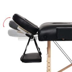 Vidaxl Skládací masážní stůl 3 zóny a stolička tloušťka 10 cm černé