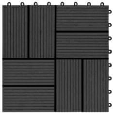 shumee Terasové dlaždice z dřevoplastu 11 ks 30 x 30 cm 1 m2 černé