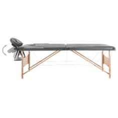 shumee Masážní stůl se 2 zónami dřevěný rám antracitový 186 x 68 cm