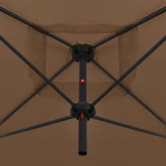 Vidaxl Dvojitý slunečník s ocelovou tyčí 250 x 250 cm taupe