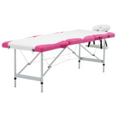 shumee Skládací masážní stůl se 4 zónami hliník bílo-růžový