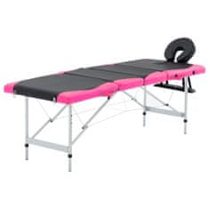 shumee Skládací masážní stůl se 4 zónami hliník černo-růžový