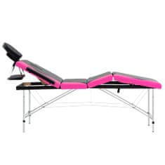 Vidaxl Skládací masážní stůl se 4 zónami hliník černo-růžový