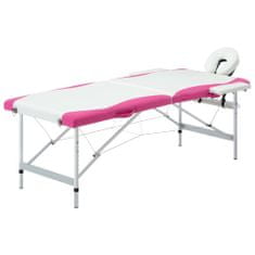 Petromila Skládací masážní stůl se 2 zónami hliník bílý a růžový