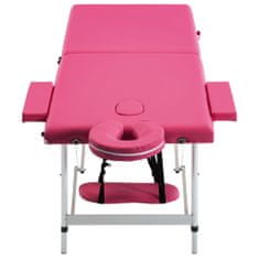 Vidaxl Skládací masážní stůl 2 zóny hliník růžový