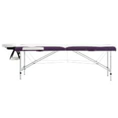 Greatstore Skládací masážní stůl se 2 zónami hliník bílo-fialový