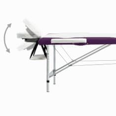 Petromila Skládací masážní stůl se 2 zónami hliník bílo-fialový