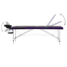 Petromila Skládací masážní stůl se 3 zónami hliník černý a fialový