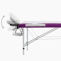 Greatstore Skládací masážní stůl se 3 zónami hliník bílo-fialový