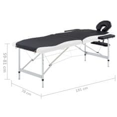 Vidaxl Skládací masážní stůl se 2 zónami hliník černobílý