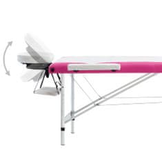 Petromila Skládací masážní stůl se 3 zónami hliník bílý a růžový