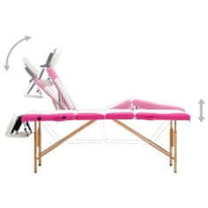shumee Skládací masážní stůl 4 zóny dřevěný bílý a růžový