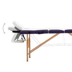 Greatstore Skládací masážní stůl 4 zóny dřevo bílo-fialový