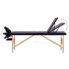 Vidaxl Skládací masážní stůl 3 zóny dřevěný nachový