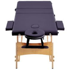 Greatstore Skládací masážní stůl 3 zóny dřevěný nachový