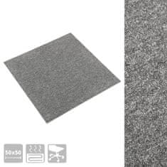 Greatstore Kobercové podlahové dlaždice 20 ks 5 m2 50 x 50 cm šedé