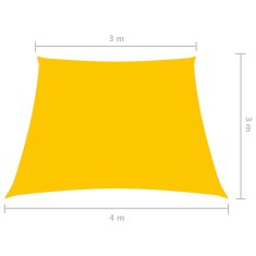 Vidaxl Stínící plachta oxfordská látka lichoběžníková 3/4 x 3 m žlutá