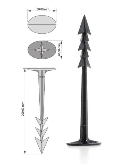 IGLACO Kolík kotvící plastový s hroty GeoPEG 20cm 40 ks
