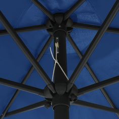 Vidaxl Slunečník s LED světly hliníková tyč 270 cm azurově modrý