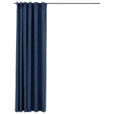 shumee Zatemňovací závěsy s háčky vzhled lnu modré 290 x 245 cm
