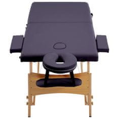 Vidaxl Skládací masážní stůl 2 zóny dřevěný fialový