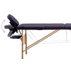 Vidaxl Skládací masážní stůl 2 zóny dřevěný fialový