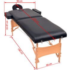 Petromila Skládací masážní stůl 2 zóny tloušťka 10 cm černý