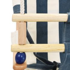 Houpačka pro batolata s bezpečnostním pásem bavlna dřevo modrá