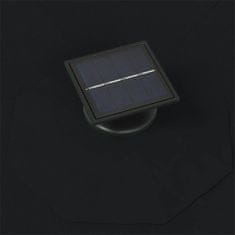 Vidaxl Nástěnný slunečník s LED světly a kovovou tyčí 300 cm černý