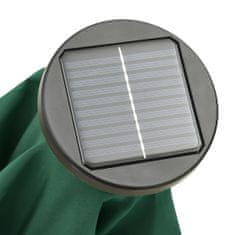 Greatstore Slunečník s LED osvětlením zelený 200 x 211 cm hliník