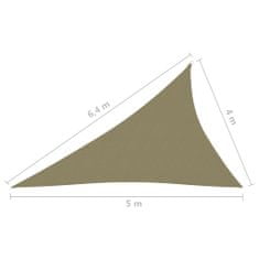 Vidaxl Stínící plachta oxfordská látka trojúhelníková 4x5x6,4 m béžová