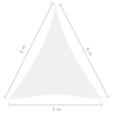 Vidaxl Stínící plachta oxfordská látka trojúhelníková 5 x 6 x 6 m bílá