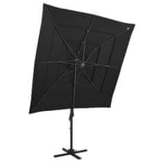 shumee VidaXL 4patrový deštník s hliníkovou tyčí černý 250x250 cm