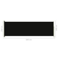 Greatstore Zatahovací boční markýza 160 x 500 cm černá
