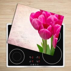 tulup.cz Skleněné deska do kuchyně Růžové tulipány 60x52 cm